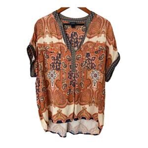 Daytrip Buckle Paisley Short Sleeve Blouse Size‎ Large